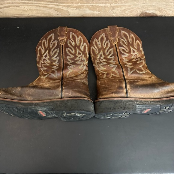 WOLVERINE Mens Brown Leather Rancher Square Toe 9 EW Wellington Steel Toe Boots - Picture 10 of 13